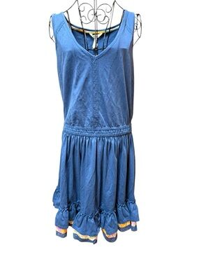 NWT Matilda Jane Blue Sleeveless V-Neck Midi Dress with Ruffle Hem XL